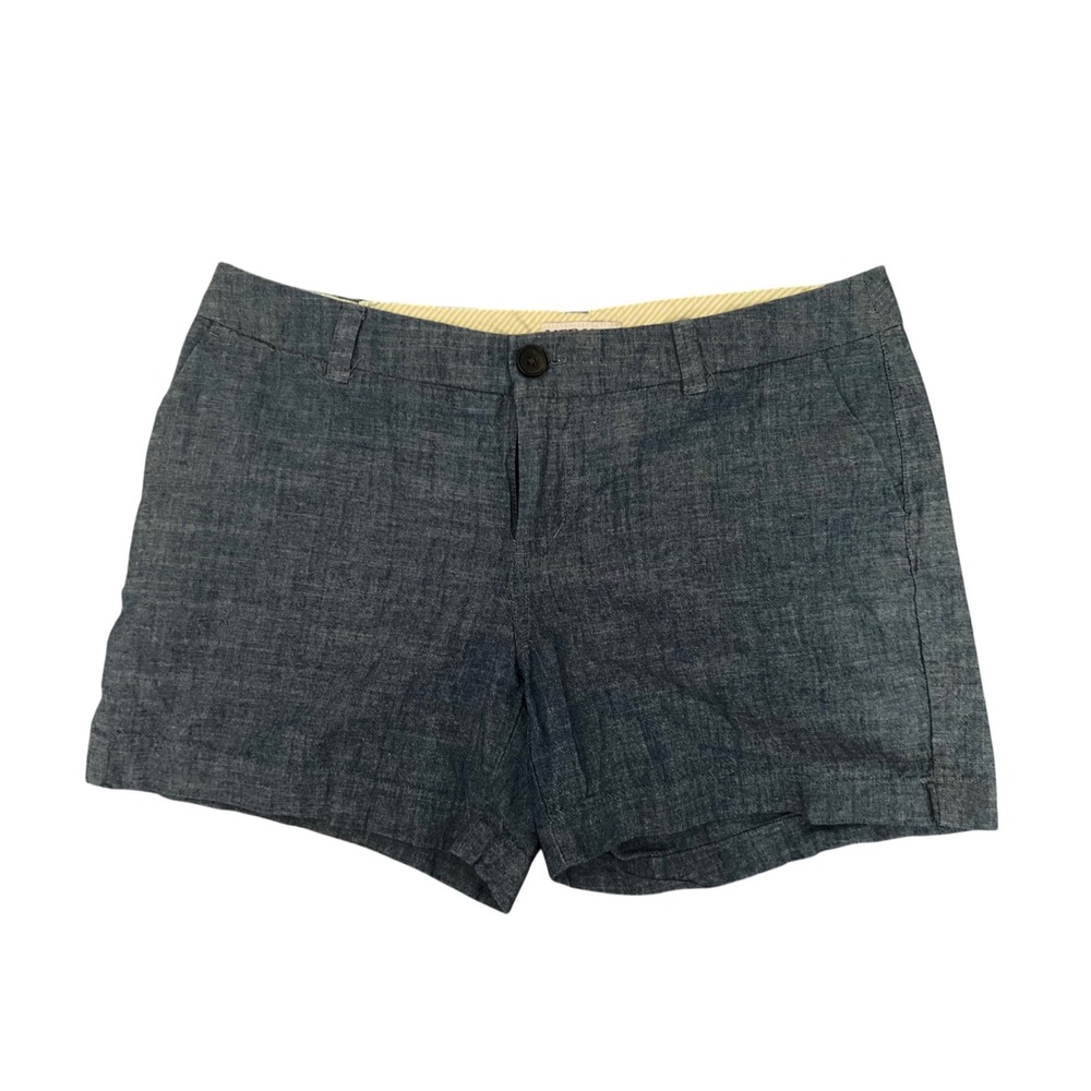 Chambray Shorts Casual Cuffed Hem Blue Denim‎ Look